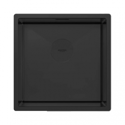 Мойка кухонная Paulmark Next 44 Uni 44x44, матовая черная, интегрированная, встраиваемая сверху, встраиваемая снизу, нержавеющая сталь