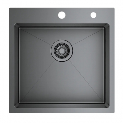 Мойка кухонная Raglo R700.5050.09 50x50, графит, встраиваемая сверху, нержавеющая сталь