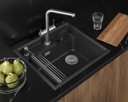 Кухонная мойка Granula  KITCHEN SPACE RINZER 5807R, ЧЕРНЫЙ, кварц