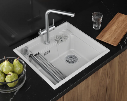 Кухонная мойка Granula  KITCHEN SPACE RINZER 5807R, АРКТИК (БЕЛЫЙ), кварц