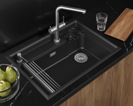 Кухонная мойка Granula  KITCHEN SPACE RINZER 7308R, ШВАРЦ, кварц