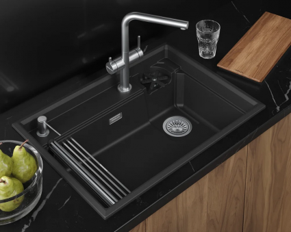 Кухонная мойка Granula  KITCHEN SPACE RINZER 7308R, ЧЁРНЫЙ, кварц