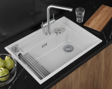 Кухонная мойка Granula  KITCHEN SPACE RINZER 7308R, АРКТИК (БЕЛЫЙ), кварц