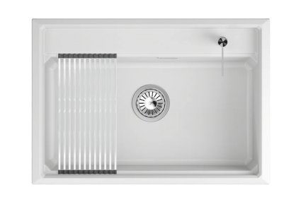 Мойка кухонная Granula Kitchen Space 7301i 73x51, арктик, встраиваемая сверху, кварц