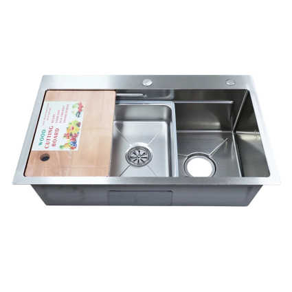Мойка кухонная Azario Nicole AZS7546H 75x45, серебро, встраиваемая сверху, нержавеющая сталь