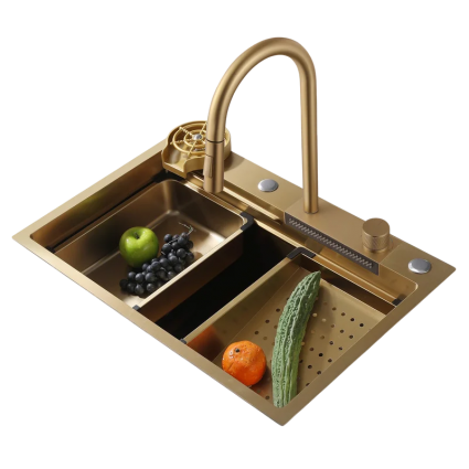 Мойка кухонная Abber Wasser Kreis AF2194G 68x46, матовое золото, встраиваемая сверху, нержавеющая сталь