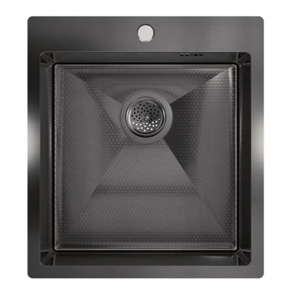 Мойка кухонная Floracio Steel F.4651.GMD 46x51, вороненая сталь, встраиваемая сверху, нержавеющая сталь