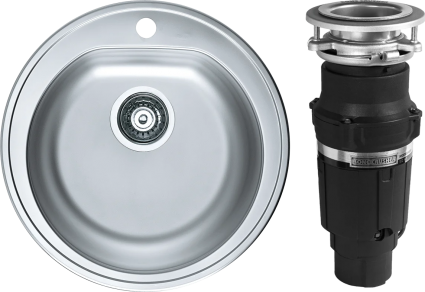 Комплект Мойка Alveus Form 30 1116757 51x51, нержавеющая сталь + Измельчитель Bone Crusher BC 610-AS электрический, нержавеющая сталь