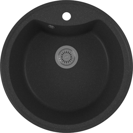 Мойка кухонная Bauedge Dream GR0107 51x51, черный камень, встраиваемая сверху, искусственный мрамор