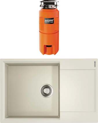 Комплект Мойка Omoikiri Daisen 78-LB 78x51, пастила, искусственный гранит + Измельчитель Nagare slim 900 электрический, нержавеющая сталь