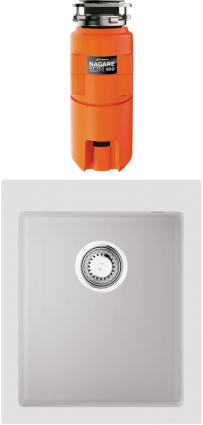 Комплект Мойка Omoikiri Bosen 41A-WH 41x50, белая, искусственный гранит + Измельчитель Nagare slim 900 электрический, нержавеющая сталь