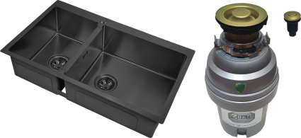 Комплект Мойка Zorg Inox PVD 78-2-51 R 78x51, grafit, нержавеющая сталь + Измельчитель ZR-75 D BRONZE электрический, нержавеющая сталь