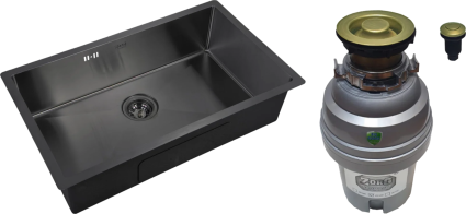 Комплект Мойка Zorg Inox PVD 7444 74x44, grafit, нержавеющая сталь + Измельчитель ZR-75 D BRONZE электрический, нержавеющая сталь
