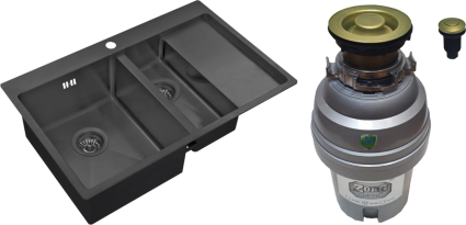 Комплект Мойка Zorg Inox PVD 5178-2-L 78x51, grafit, нержавеющая сталь + Измельчитель ZR-75 D BRONZE электрический, нержавеющая сталь
