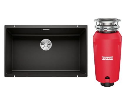 Комплект Мойка Blanco Subline 700-U 73x46, черная, искусственный гранит + Измельчитель Franke 134.0715.094 механический