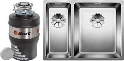 Комплект Мойка Blanco Andano 340/180-U 522977 58x44, сталь, нержавеющая сталь + Измельчитель Bort Alligator Mega электрический, нержавеющая сталь