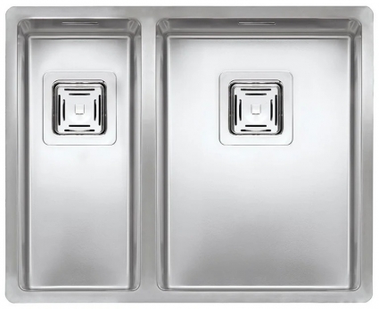 Мойка кухонная Kantera Texas 18x40+40x40 LUX 65x44, stainless steel, интегрированная, встраиваемая сверху, встраиваемая снизу, нержавеющая сталь