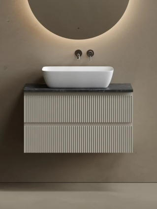 Тумба с раковиной Sancos Сноб Р (Snob R) 90 матовая бежевая (beige soft), со столешницей TT90A1, раковина CN2003