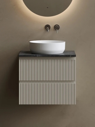 Тумба с раковиной Sancos Сноб Р (Snob R) 60 матовая бежевая (beige soft), со столешницей TT60A1, раковина CN6022