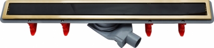 Душевой лоток Pestan Confluo Premium Gold Black Glass Line 750 черное стекло/позолоченная сталь