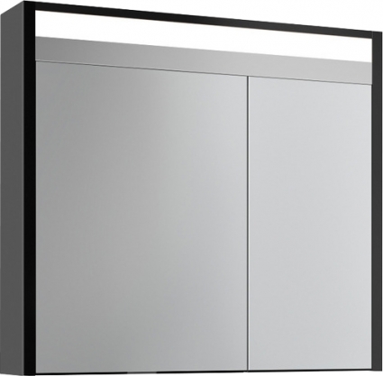 Зеркало-шкаф Edelform Carino 80 с подсветкой, черный глянец, эбони