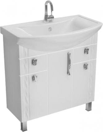 Тумба с раковиной Triton Кристи 80, 3 двери, 2 ящика, белая
