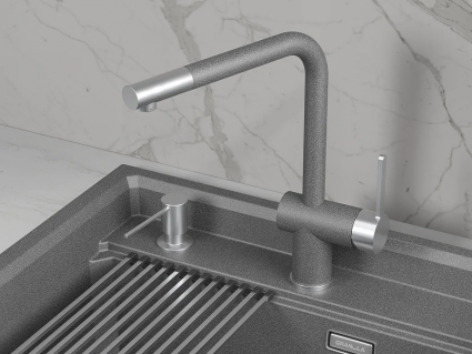 Кухонный смеситель GRANULA GR-5017, ГРАФИТ (ЧЁРНО-СЕРЫЙ)