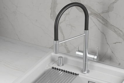 Кухонный смеситель с гибким изливом и переключением на фильтр GRANULA Kitchen Space KS-8277, НЕРЖ
