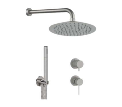 Душевой комплект Remer Икс стиль Нержавеющая сталь (X Style Inox) SSX92PS02UFM25 С ВНУТРЕННЕЙ ЧАСТЬЮ, сталь