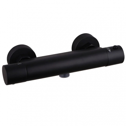 Смеситель для душа Melodia della vita Rock MDV32005bk с термостатом, матовый черный, латунь