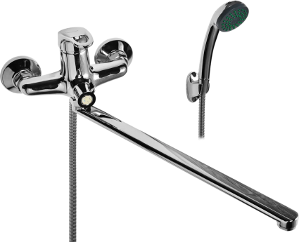Смеситель для ванны с длинным изливом Wisent W22215 хром, с поворотным изливом