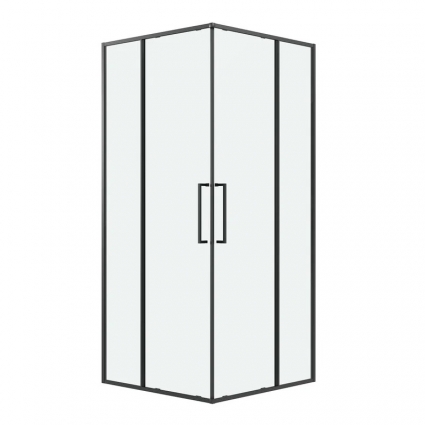 Душевое ограждение Niagara Nova NG-6836-80BL (80х80х195) квадрат, черный матовый,двери раздвижные,стекло прозрачное