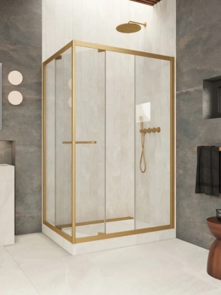 Душевой уголок Vegas Glass ZP+ZPV Внутрь 160*100 03 01 профиль матовое золото, стекло прозрачное