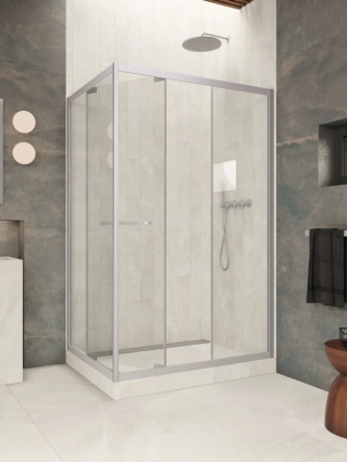 Душевой уголок Vegas Glass ZP+ZPV Внутрь 160*100 07 01 профиль матовый хром, стекло прозрачное