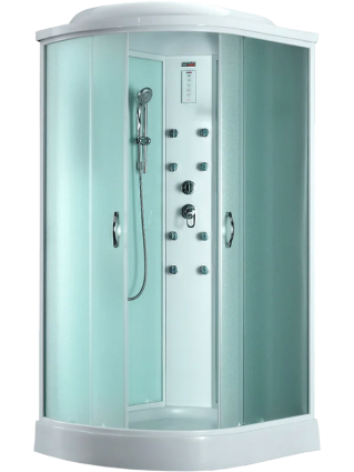 Душевая кабина Timo Eco TE-0702R 120х80 см, профиль матовый белый, стекло текстурное, с турецкой баней и стульчиком