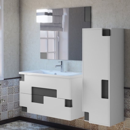 Мебель для ванной Smile Санторини 80 бело-серая