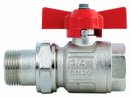 Шаровый кран Itap 098 Ideal 3/4" нар-вн, накидная гайка, ручка бабочка