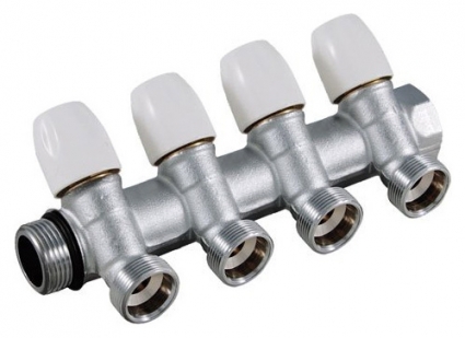 Коллектор Tiemme 1/2" х 3/4", хромированный, 4 выхода