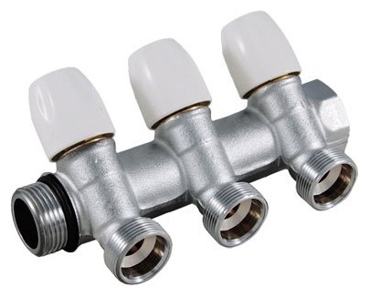 Коллектор Tiemme 1/2" х 3/4", хромированный, 3 выхода