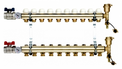 Коллектор Tiemme 3870036 1" х 3/4", латунный, 10 выходов