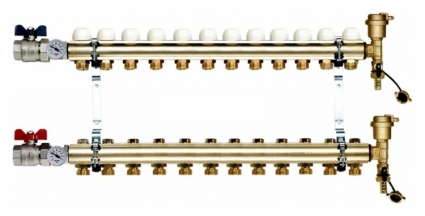 Коллектор Tiemme 3870049 1" х 3/4", латунный, 12 выходов