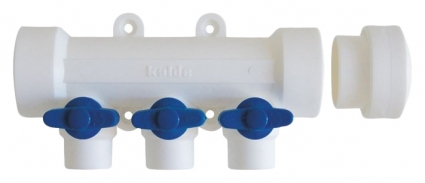 Коллектор Kalde 3262-mnb-400320 3 выхода, ручки синие