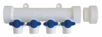 Коллектор Kalde 3262-mnb-400420 4 выхода, ручки синие