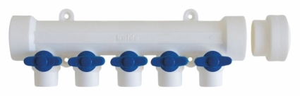 Коллектор Kalde 3262-mnb-400520 5 выходов, ручки синие