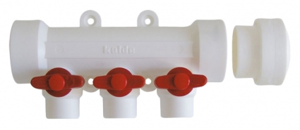 Коллектор Kalde 3262-mnr-400320 3 выхода, ручки красные