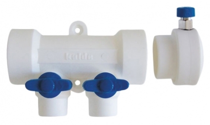 Коллектор Kalde 3272-mnb-400220 2 выхода, ручки синие