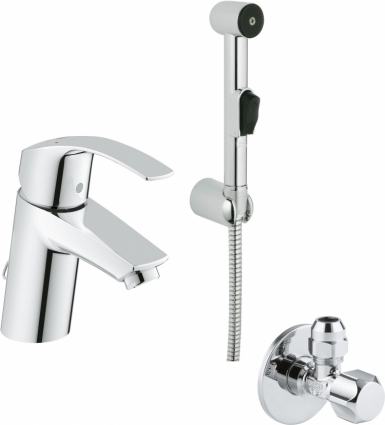 Смеситель Grohe Eurosmart New 23124002 для раковины с гигиеническим душем + Вентиль Grohe 22018000
