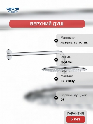 Верхний душ Grohe Euphoria SmartControl 26458000