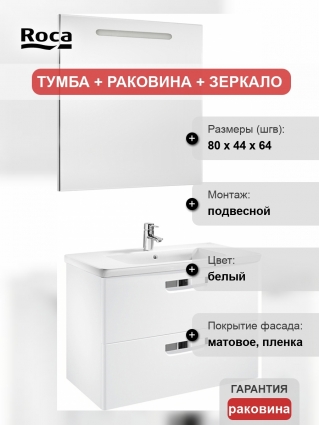Мебель для ванной Roca Gap 80 белая матовая