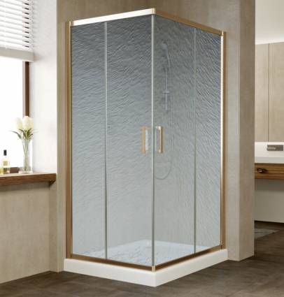 Душевой уголок Vegas Glass ZA-F 90*80 05 02 профиль бронза, стекло шиншилла
